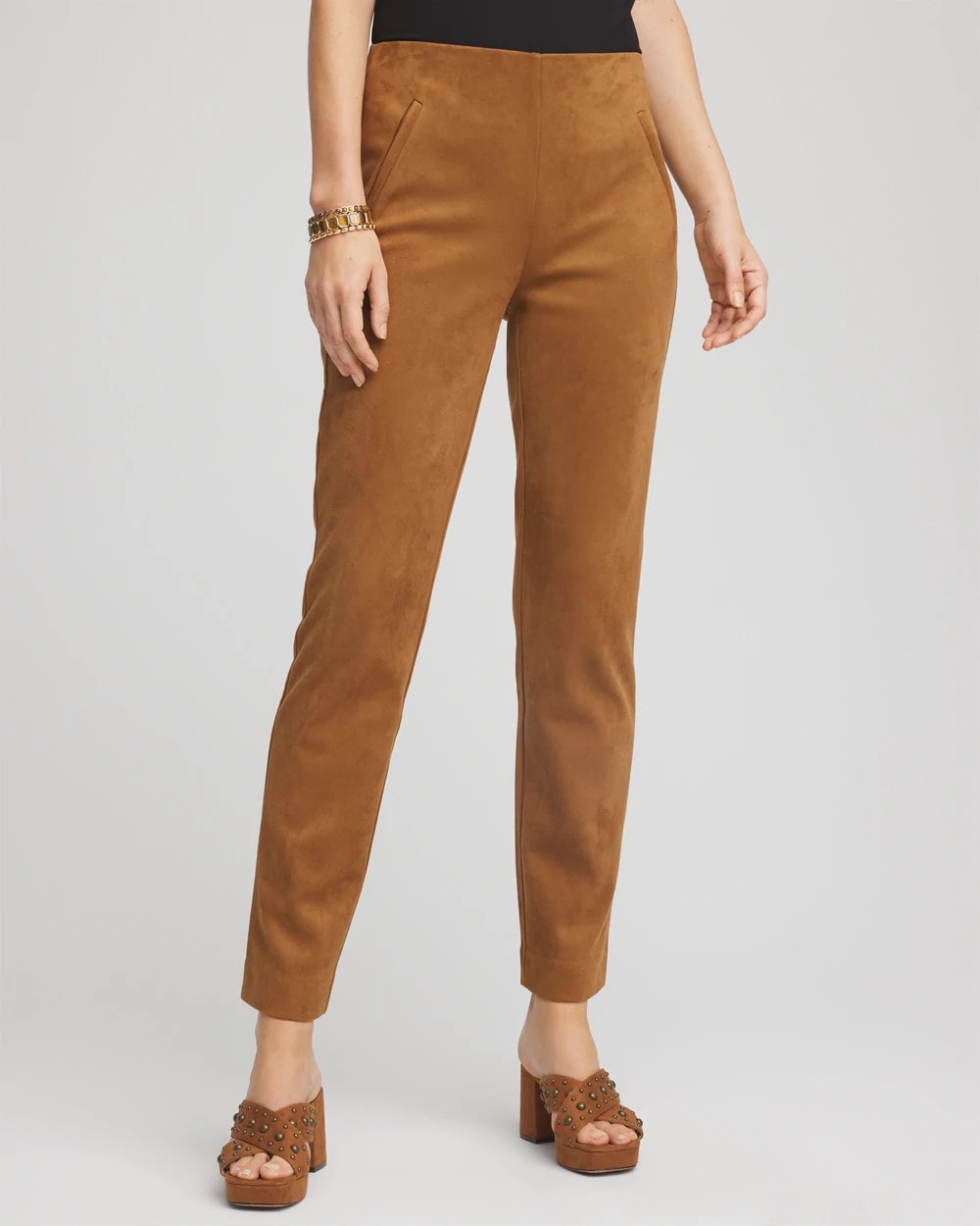 Chico's Hot Sale - Faux Suede Juliet Slim Ankle Pants Burnt Sienna