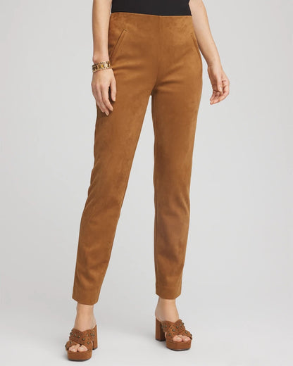Chico's Hot Sale - Faux Suede Juliet Slim Ankle Pants Burnt Sienna