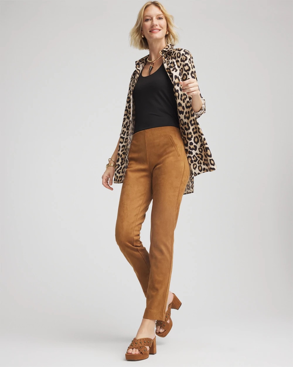 Chico's Hot Sale - Faux Suede Juliet Slim Ankle Pants Burnt Sienna
