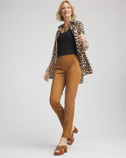 Chico's Hot Sale - Faux Suede Juliet Slim Ankle Pants Burnt Sienna