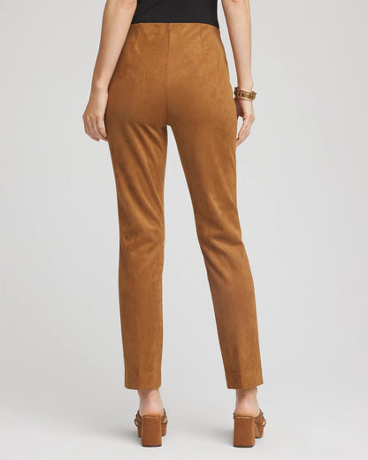 Chico's Hot Sale - Faux Suede Juliet Slim Ankle Pants Burnt Sienna