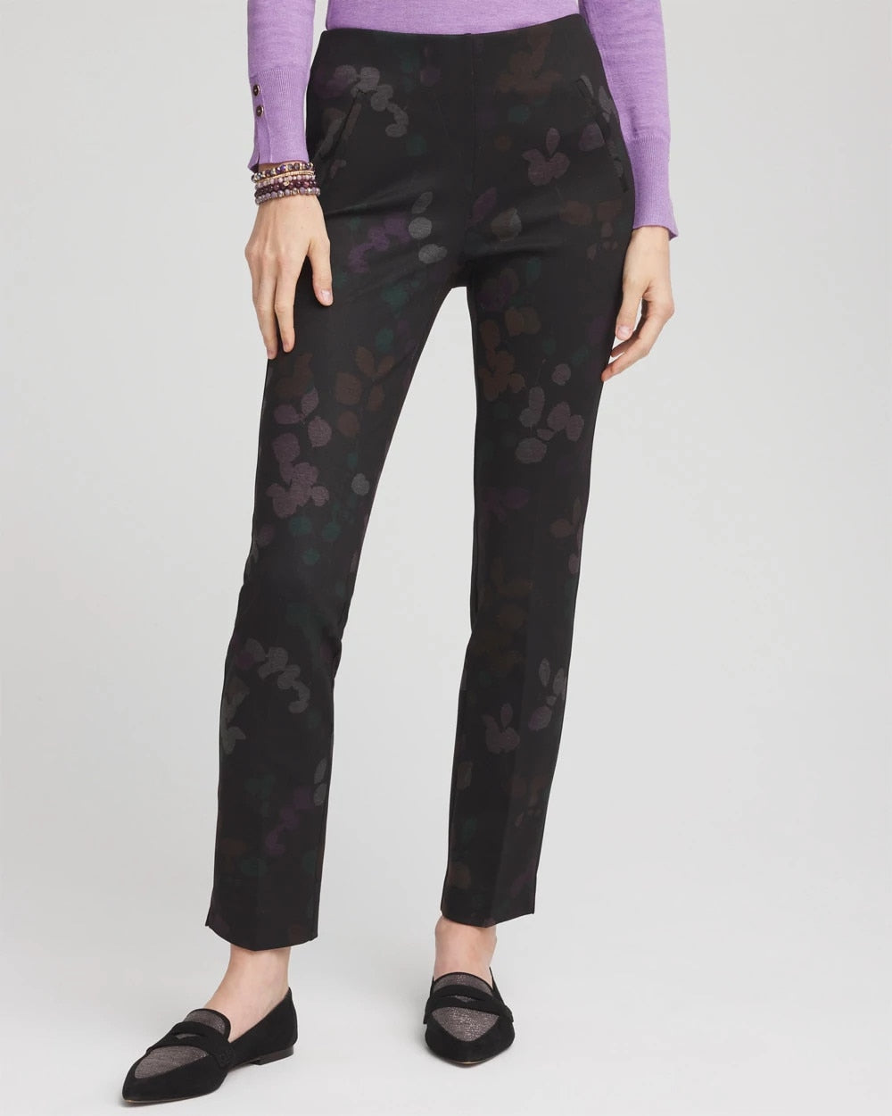 Chico's Popular - Juliet Floral Ankle Pants Black