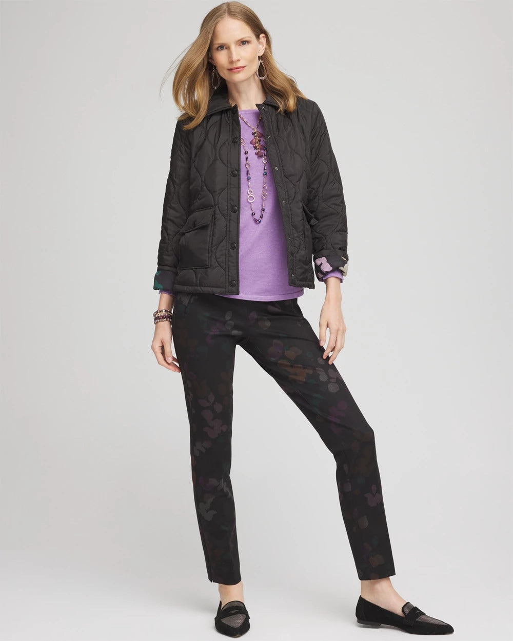 Chico's Popular - Juliet Floral Ankle Pants Black