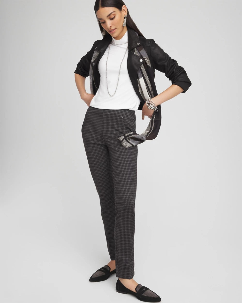 Chico's Best Price - Juliet Tonal Check Ankle Pants Black