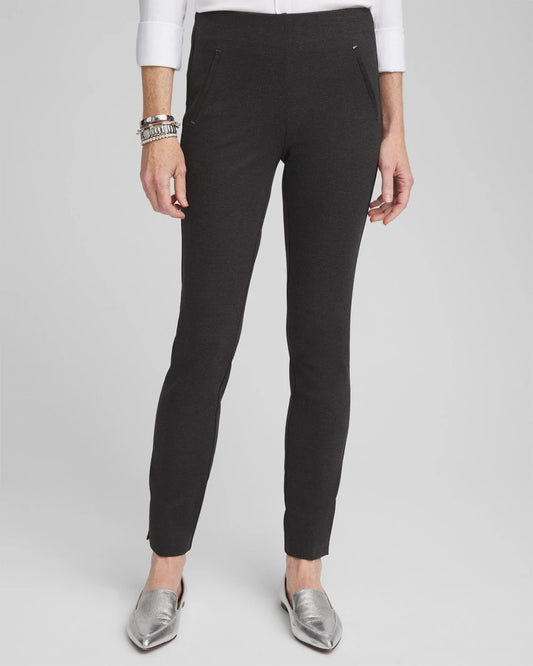 Chico's Everyday - Juliet Trim Detail Ponte Ankle Pants Graphite Heather Gray