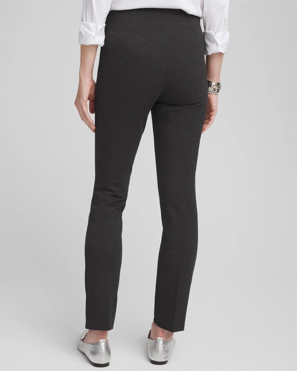 Chico's Everyday - Juliet Trim Detail Ponte Ankle Pants Graphite Heather Gray