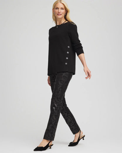 Chico's Best Seller - Juliet Foiled Slim Ponte Pants Black