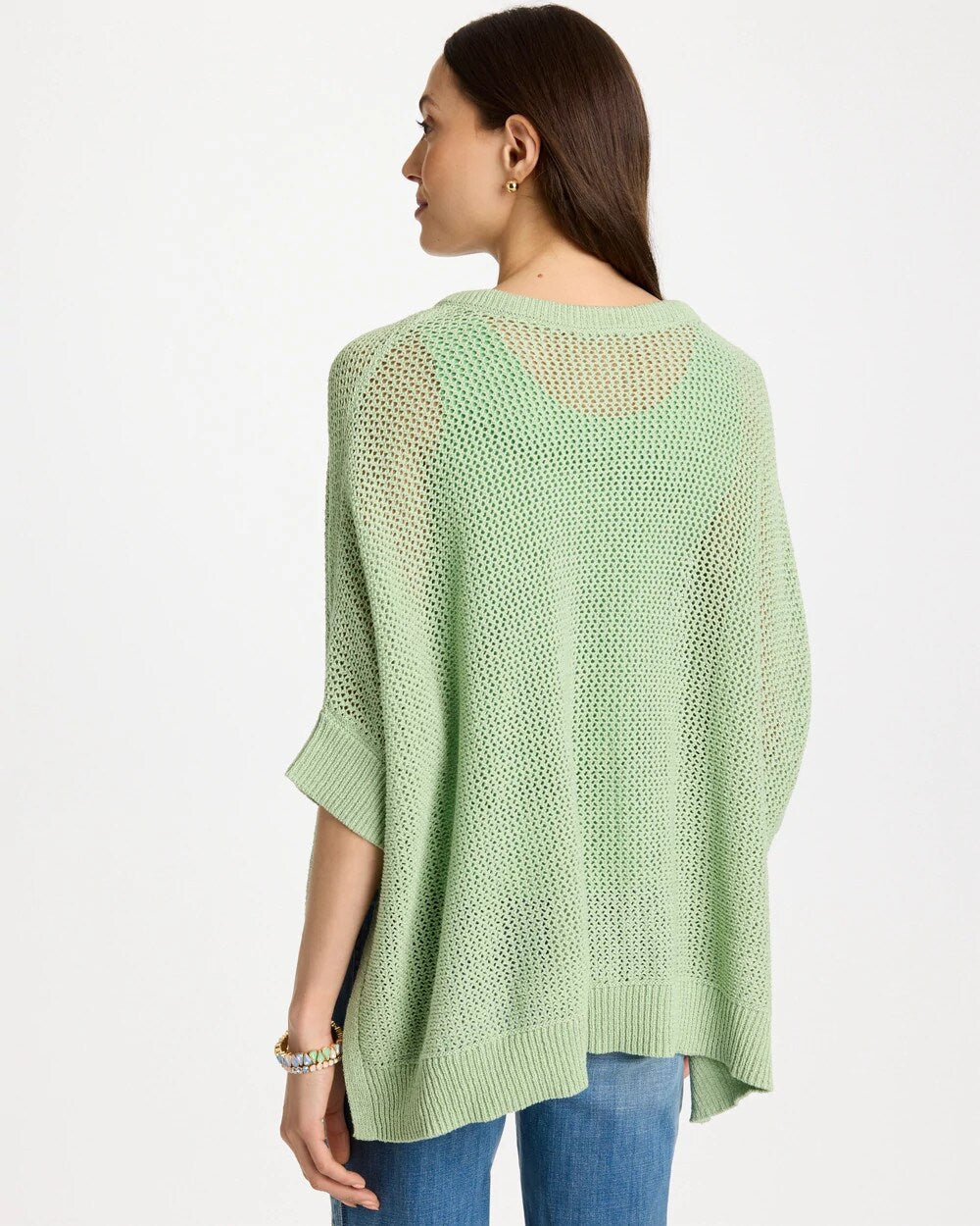 Chico's Sale - Avocado Artistry Open Knit Poncho Avocado Artistry