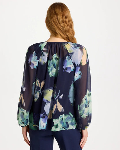 Chico's Latest - Crinkle Chiffon Tie-Front Blouse Passport Blue