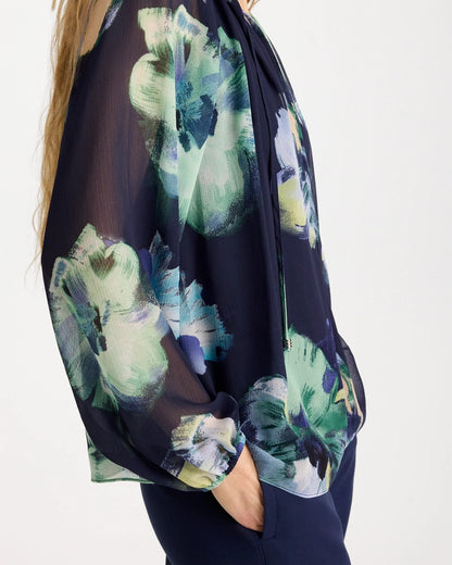 Chico's Latest - Crinkle Chiffon Tie-Front Blouse Passport Blue