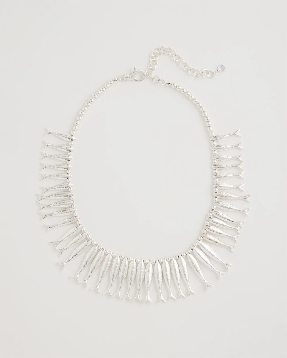 Chico's New - Silvertone Fish Collar Necklace Silver
