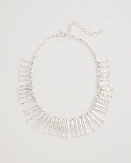 Chico's New - Silvertone Fish Collar Necklace Silver