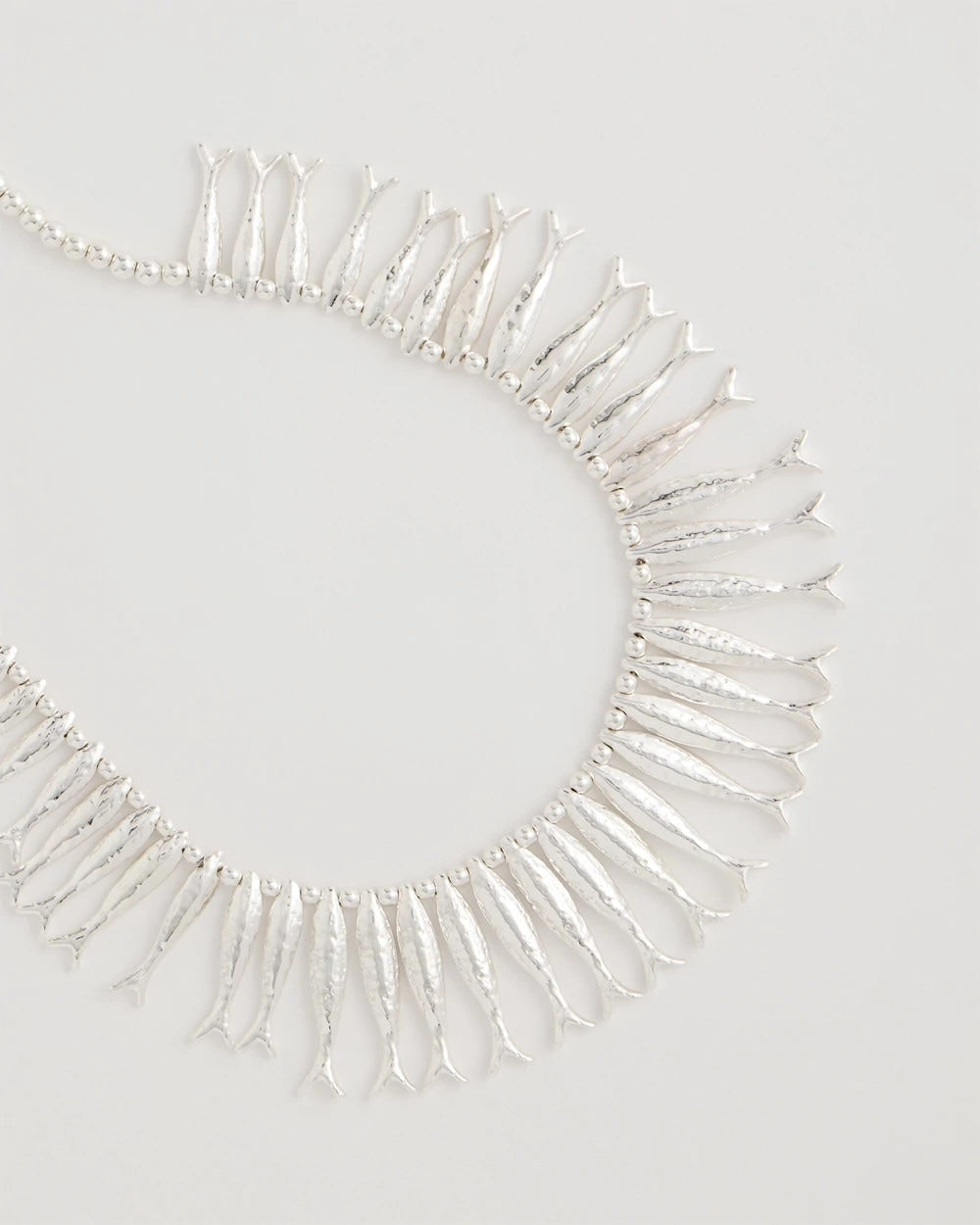 Chico's New - Silvertone Fish Collar Necklace Silver