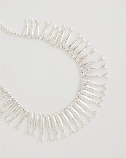 Chico's New - Silvertone Fish Collar Necklace Silver