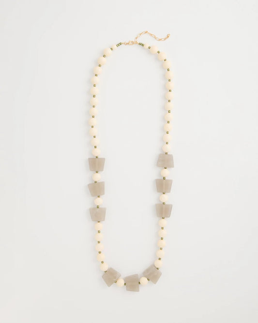 Chico's Great Value - Long Geo Beaded Necklace Neutral