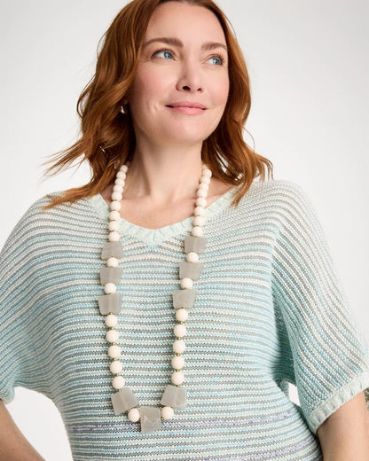 Chico's Great Value - Long Geo Beaded Necklace Neutral