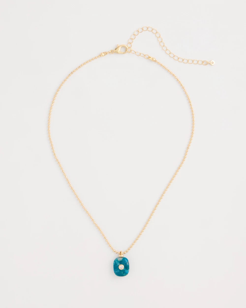 Chico's Essential - Genuine Jade Stone Pendant Necklace Teal