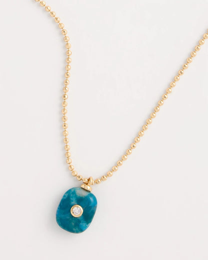 Chico's Essential - Genuine Jade Stone Pendant Necklace Teal
