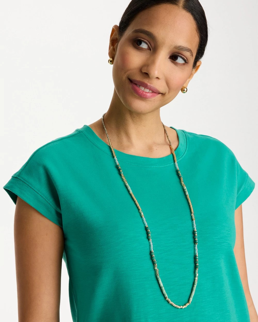 Chico's Top Pick - Beaded Long Necklace Green