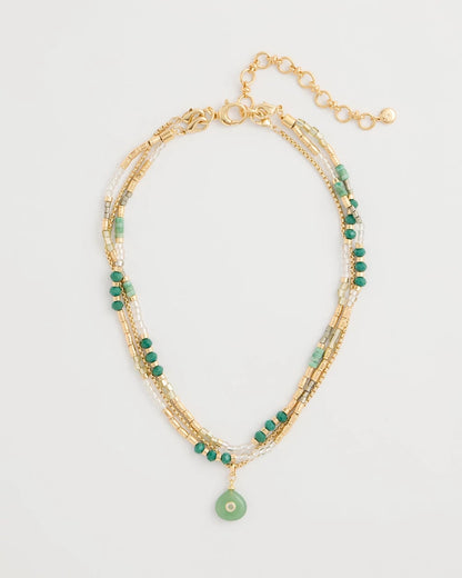 Chico's Premium - Aventurine Stone Pendant Necklace Green
