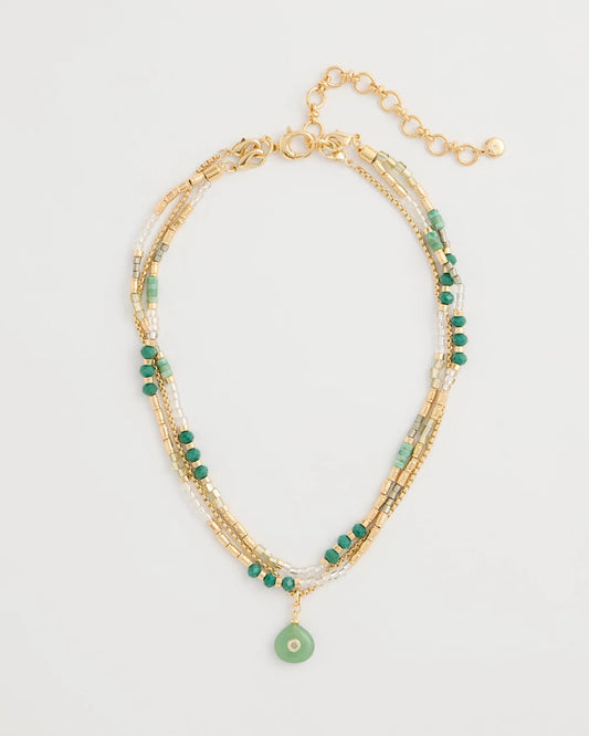 Chico's Premium - Aventurine Stone Pendant Necklace Green