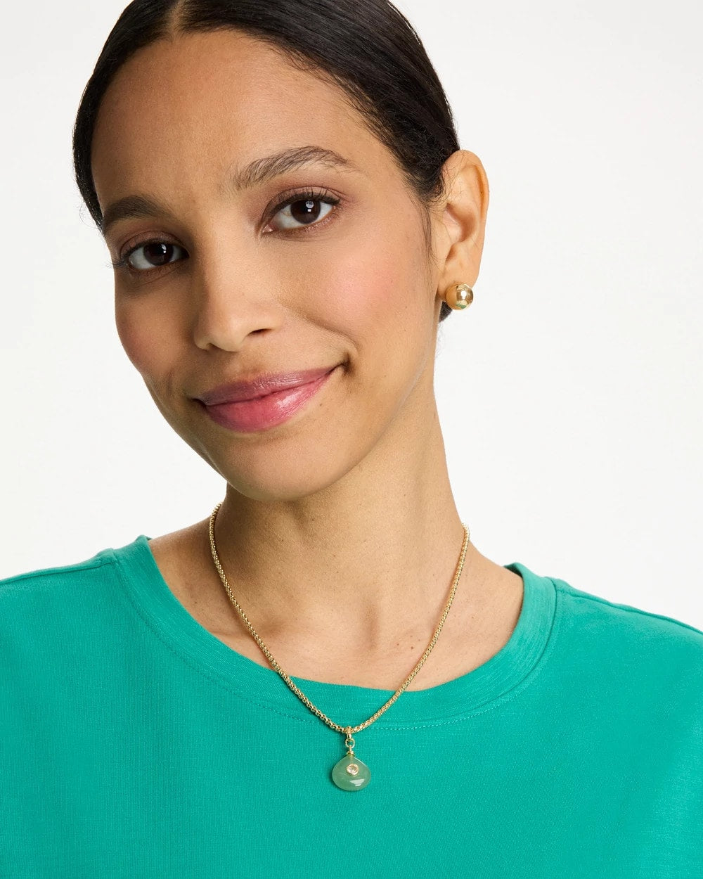 Chico's Premium - Aventurine Stone Pendant Necklace Green