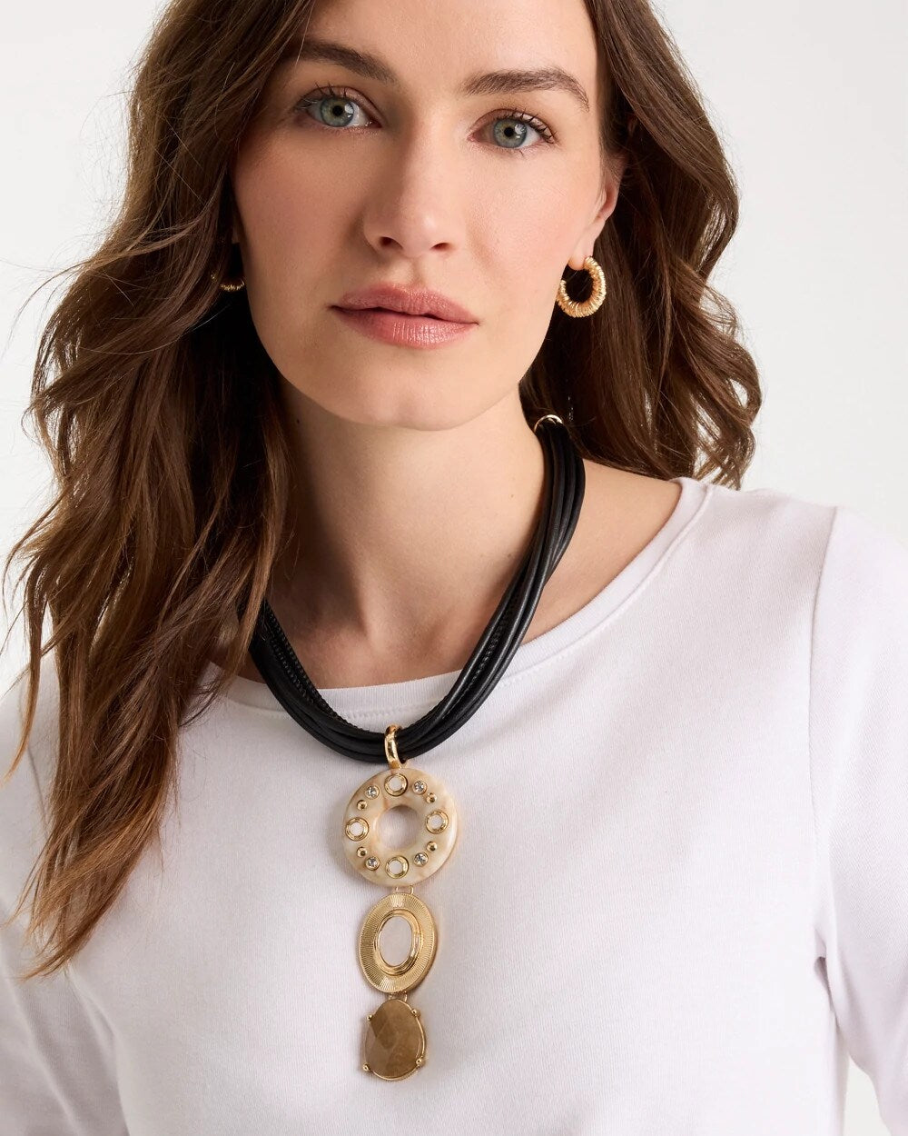 Chico's Great Value - Embellished Linear Corded Necklace Neutral