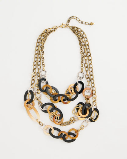 Chico's Smart Buy - Triple Strand Convertible Resin Necklace Neutral