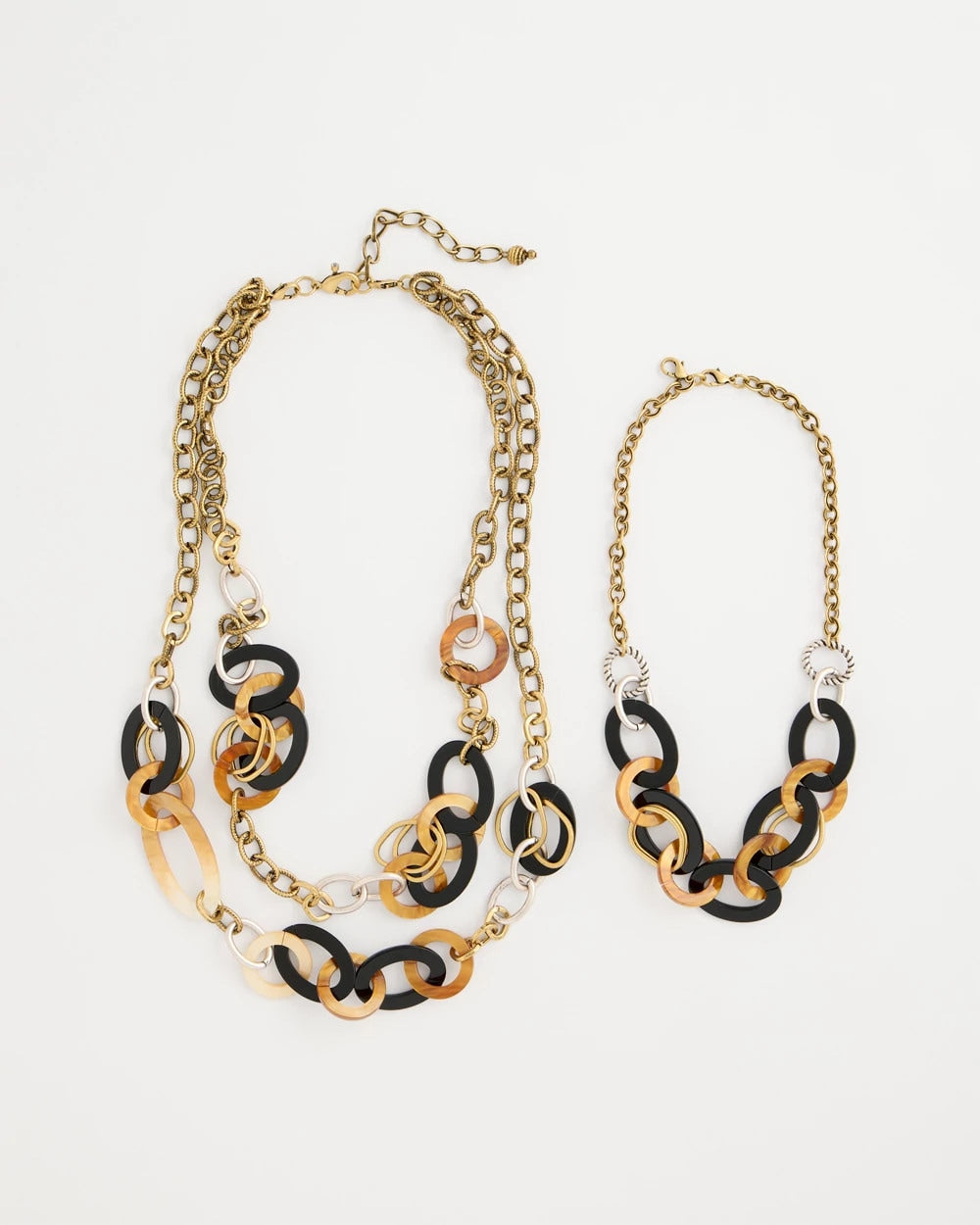 Chico's Smart Buy - Triple Strand Convertible Resin Necklace Neutral