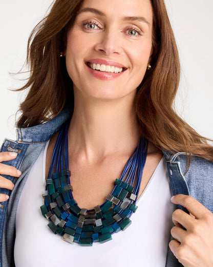 Chico's Everyday - Chico's Originals Resin Square Corded Necklace Blue Multi