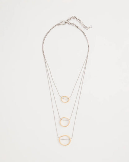 Chico's Recommended - Mixed Metal Triple Circle Pendant Necklace Mixed Metals