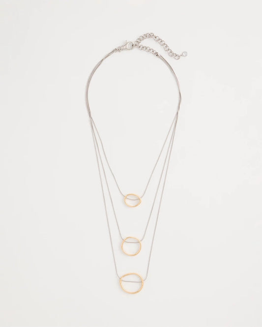 Chico's Recommended - Mixed Metal Triple Circle Pendant Necklace Mixed Metals