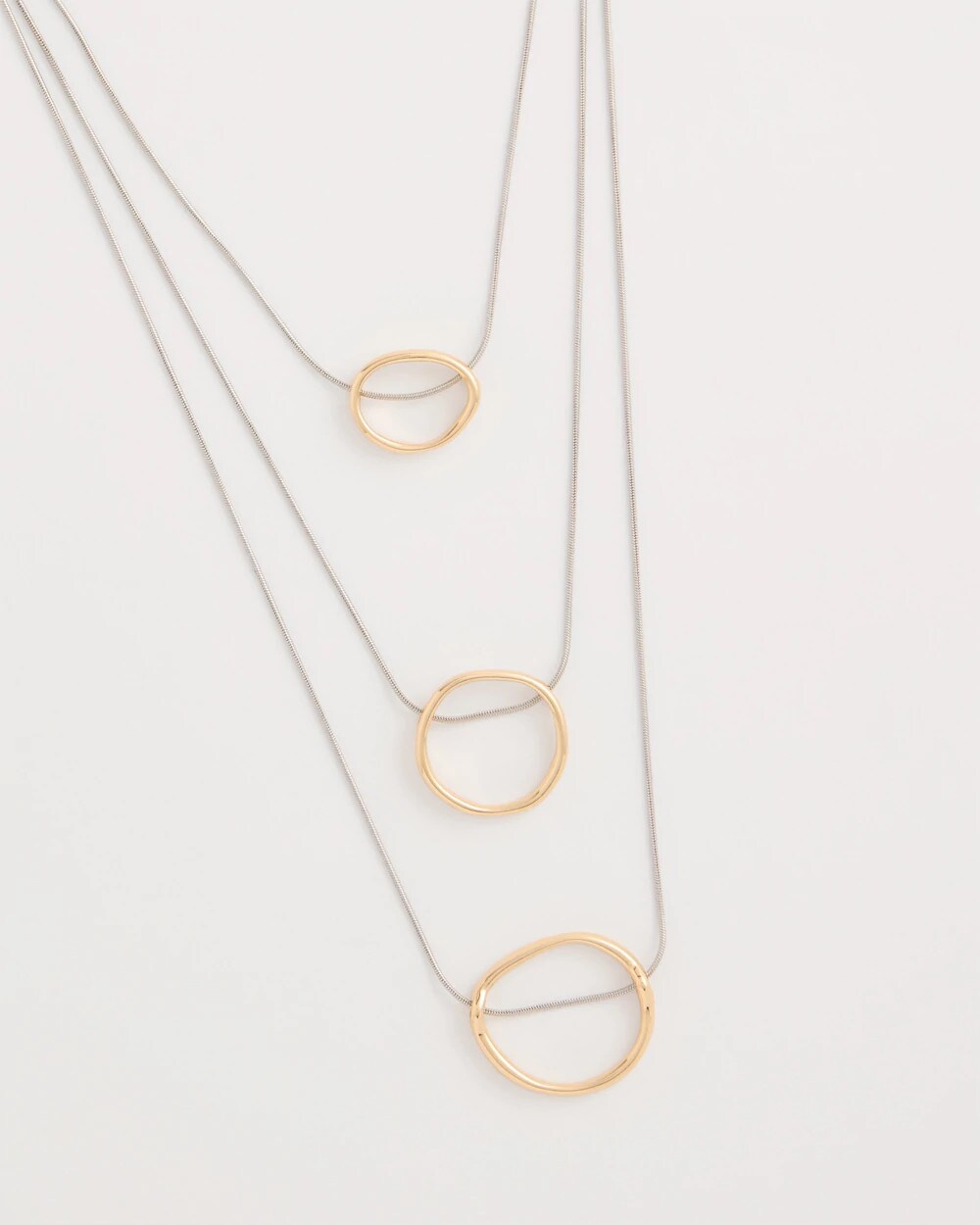 Chico's Recommended - Mixed Metal Triple Circle Pendant Necklace Mixed Metals