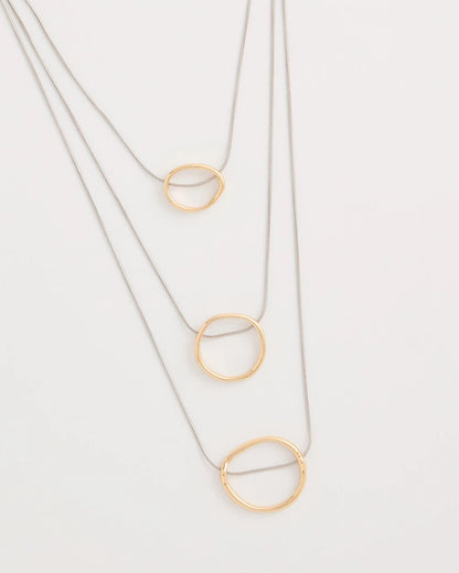 Chico's Recommended - Mixed Metal Triple Circle Pendant Necklace Mixed Metals