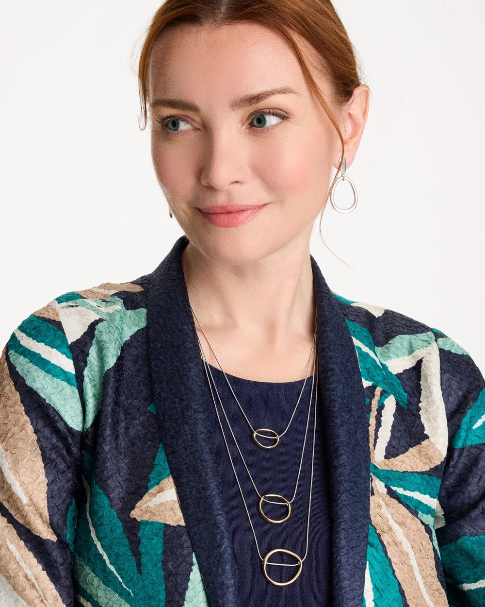 Chico's Recommended - Mixed Metal Triple Circle Pendant Necklace Mixed Metals
