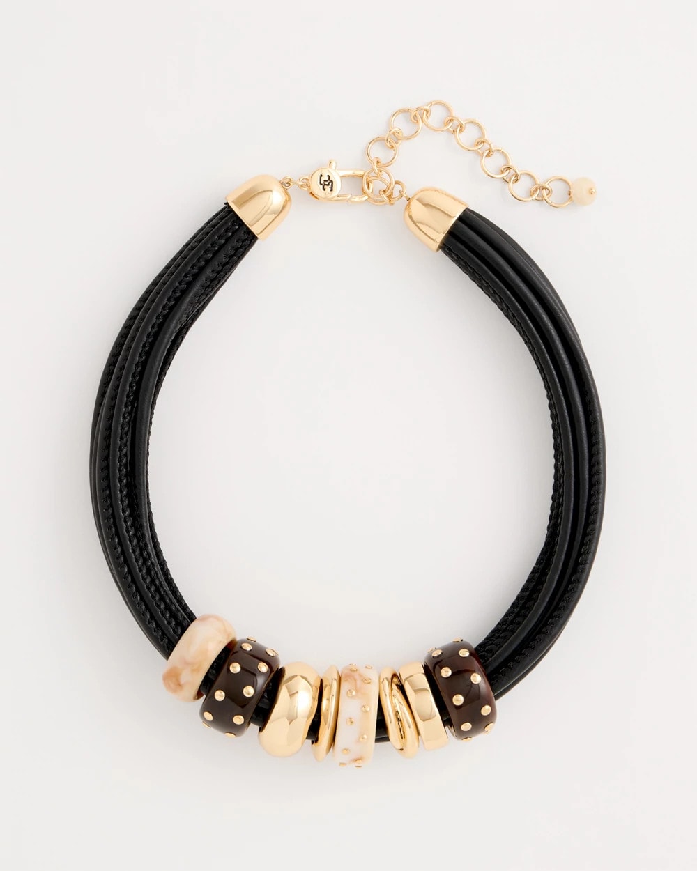 Chico's Sale - Embellished Rings Corded Necklace Neutral