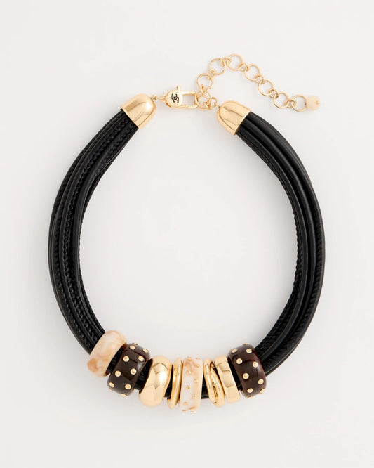Chico's Sale - Embellished Rings Corded Necklace Neutral