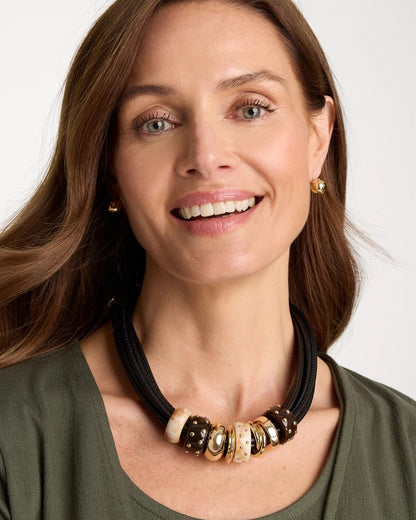 Chico's Sale - Embellished Rings Corded Necklace Neutral
