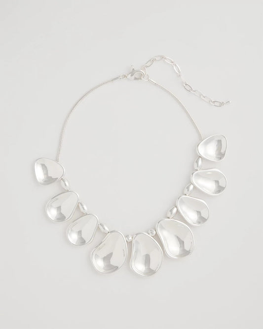 Chico's Customer Favorite - Shiny Silvertone Bib Necklace Silver