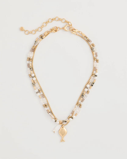 Chico's Recommended - Neutral Jasper Shell Short Necklace Neutral