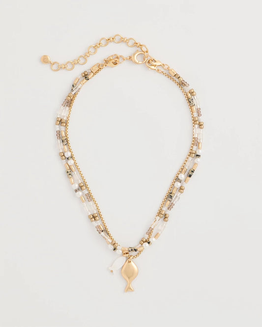 Chico's Recommended - Neutral Jasper Shell Short Necklace Neutral