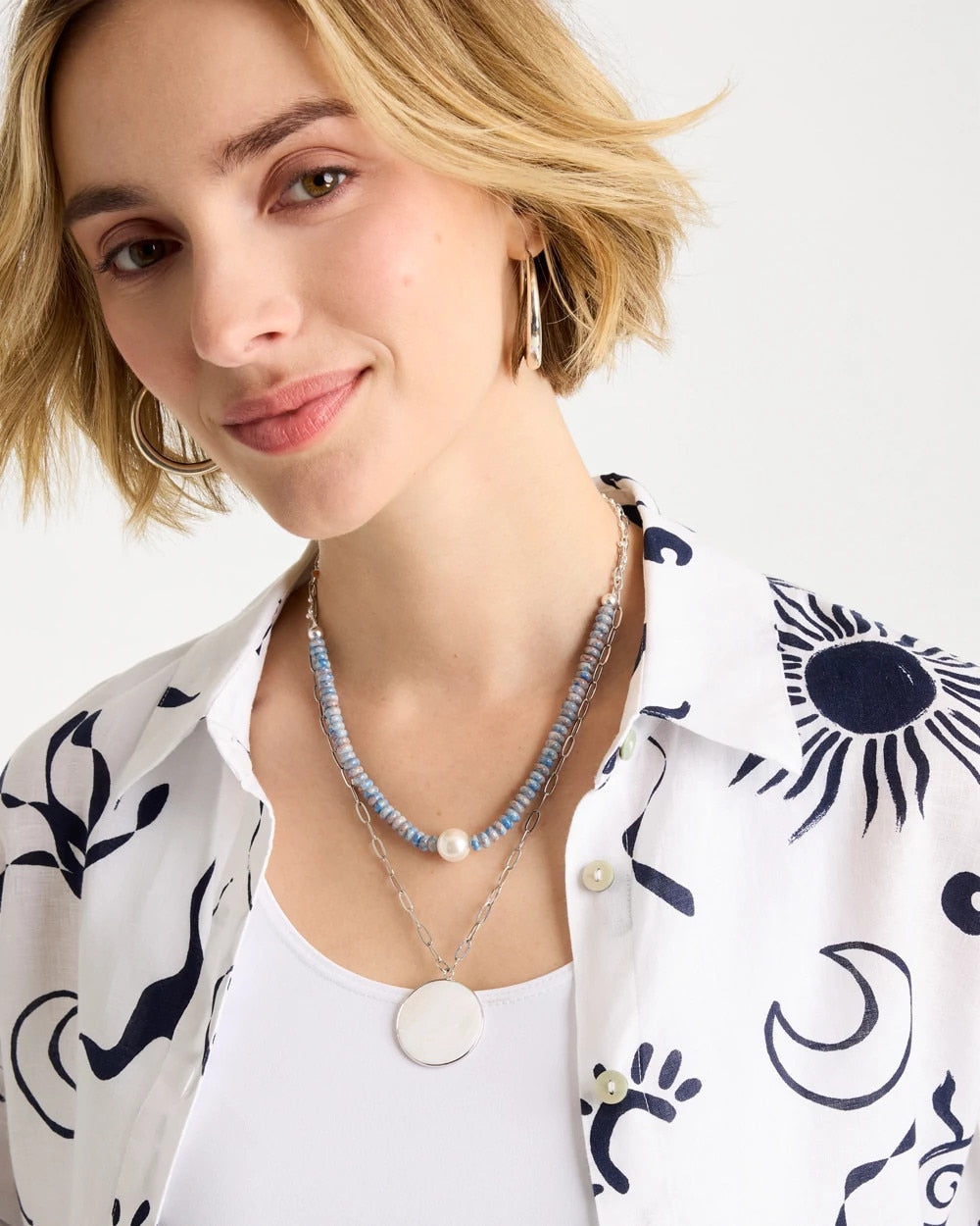 Chico's Trusted - Siren Pendant Layered Necklace Blue