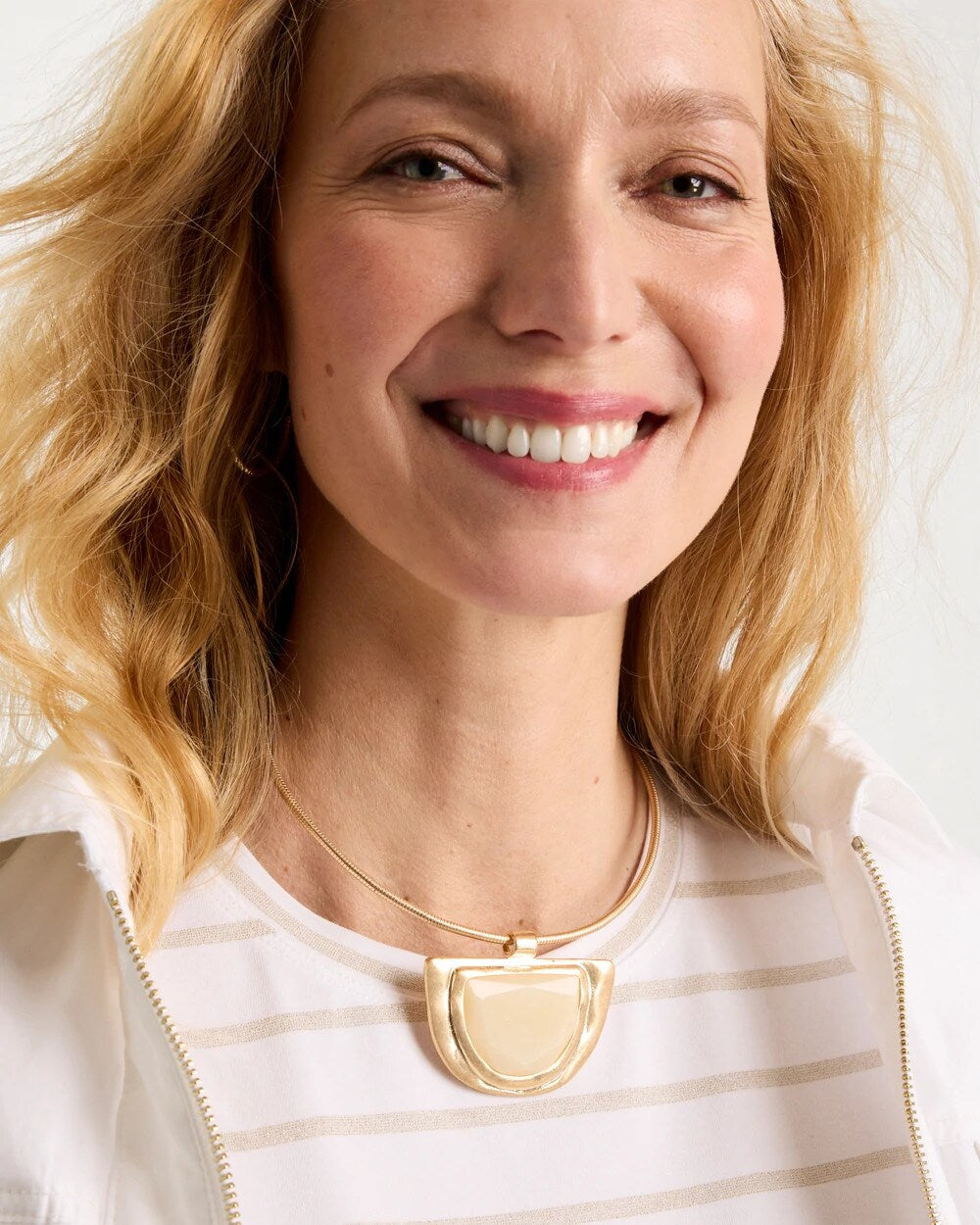 Chico's Deals - White Enamel Collar Necklace Gold
