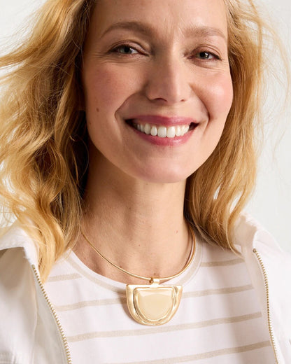 Chico's Deals - White Enamel Collar Necklace Gold