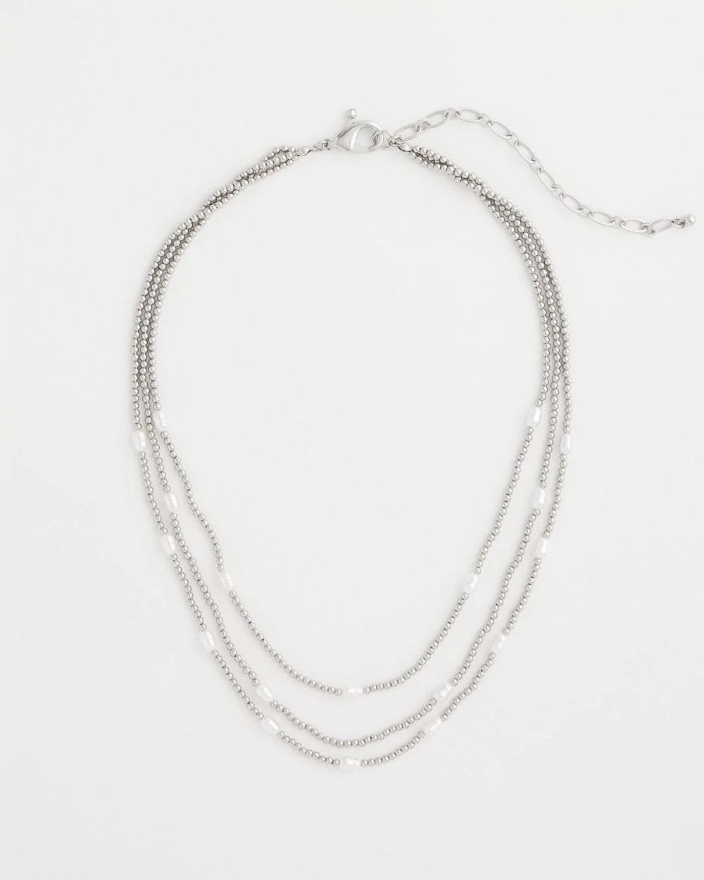 Chico's Popular - Pearlescent Bead Ball Short Necklace Silver