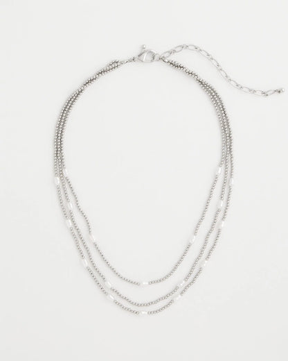 Chico's Popular - Pearlescent Bead Ball Short Necklace Silver