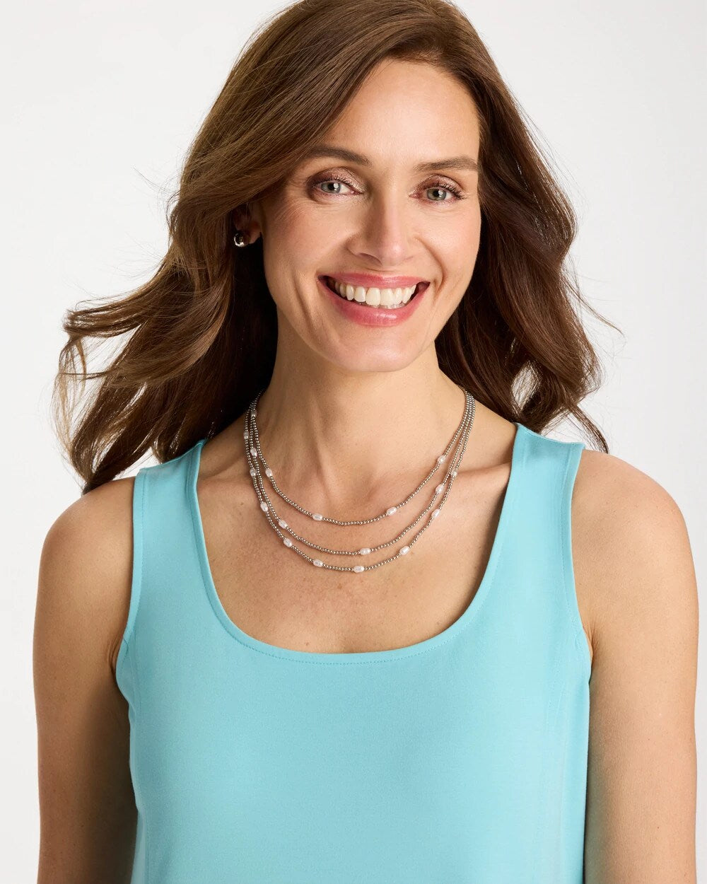 Chico's Popular - Pearlescent Bead Ball Short Necklace Silver