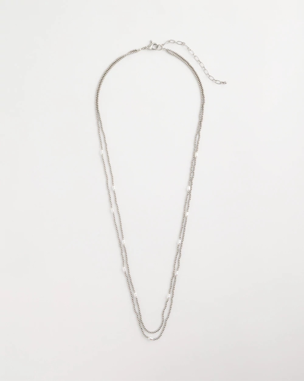 Chico's Best Price - Pearlescent Bead Ball Long Necklace Silver