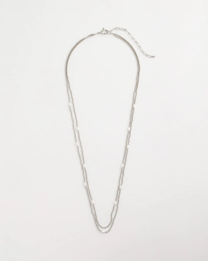 Chico's Best Price - Pearlescent Bead Ball Long Necklace Silver