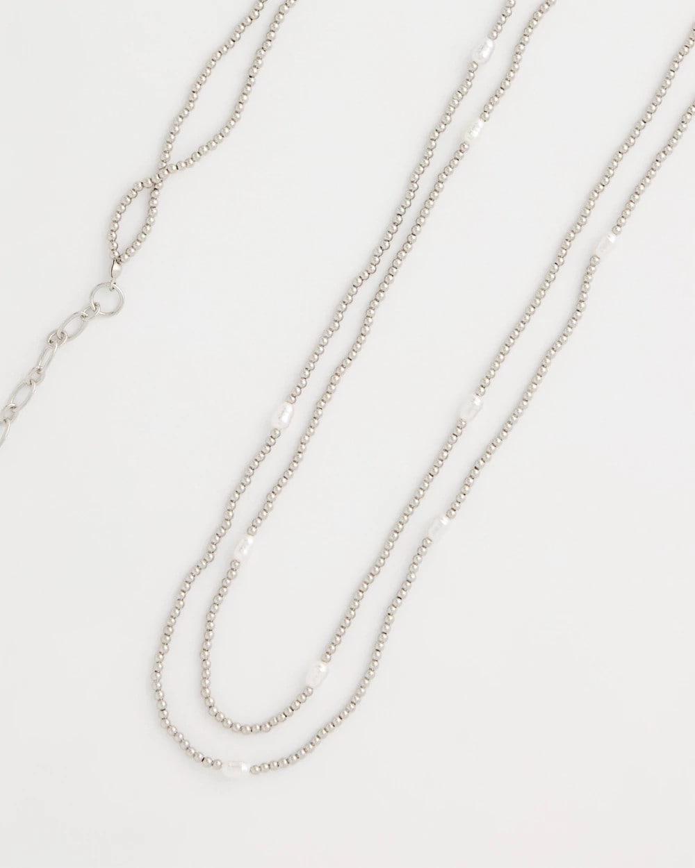 Chico's Best Price - Pearlescent Bead Ball Long Necklace Silver
